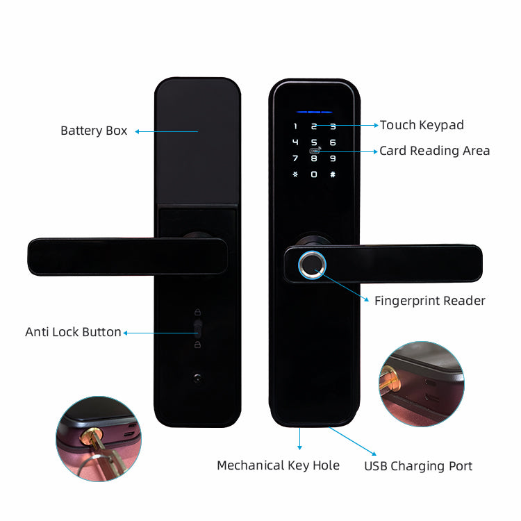 Digital Front Door Lock - Bamboo X5 Smart Lock - SmartHomeHolics.com